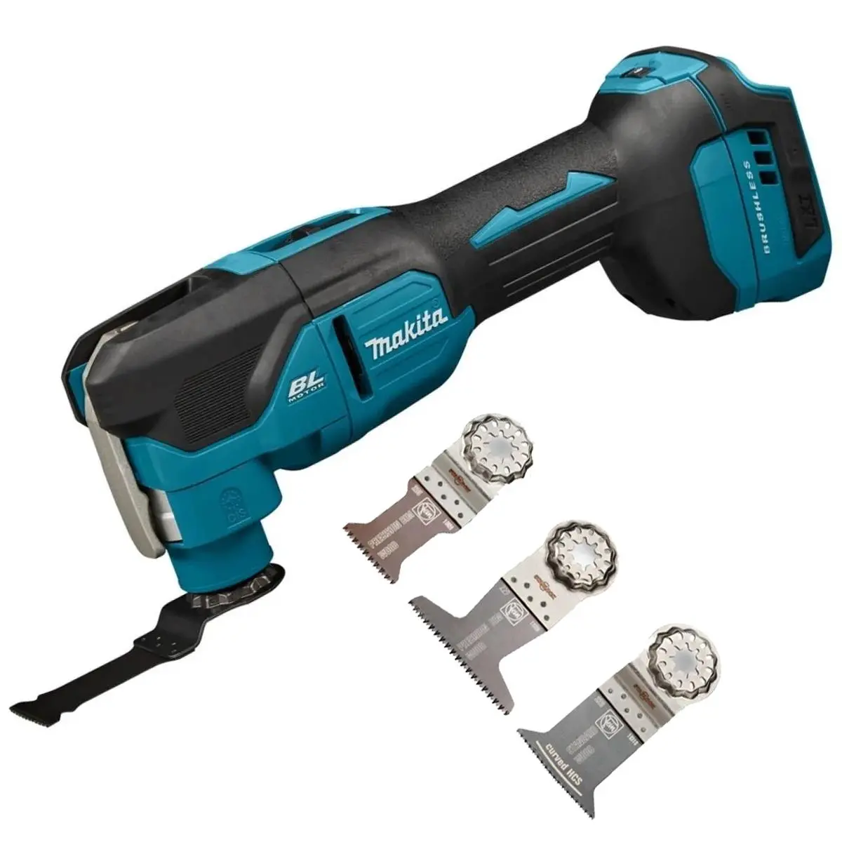 Makita Dtm53z 18V Lxt Brushless Multi Tool With 3 Piece Wood E-Cut Set 1