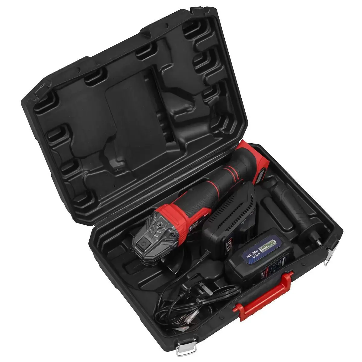 Sealey Cp401li 18V Angle Grinder 115Mm 1 X 3Ah Lithium-Ion Battery & 2.4A Mains Charger In A Storage Case 1