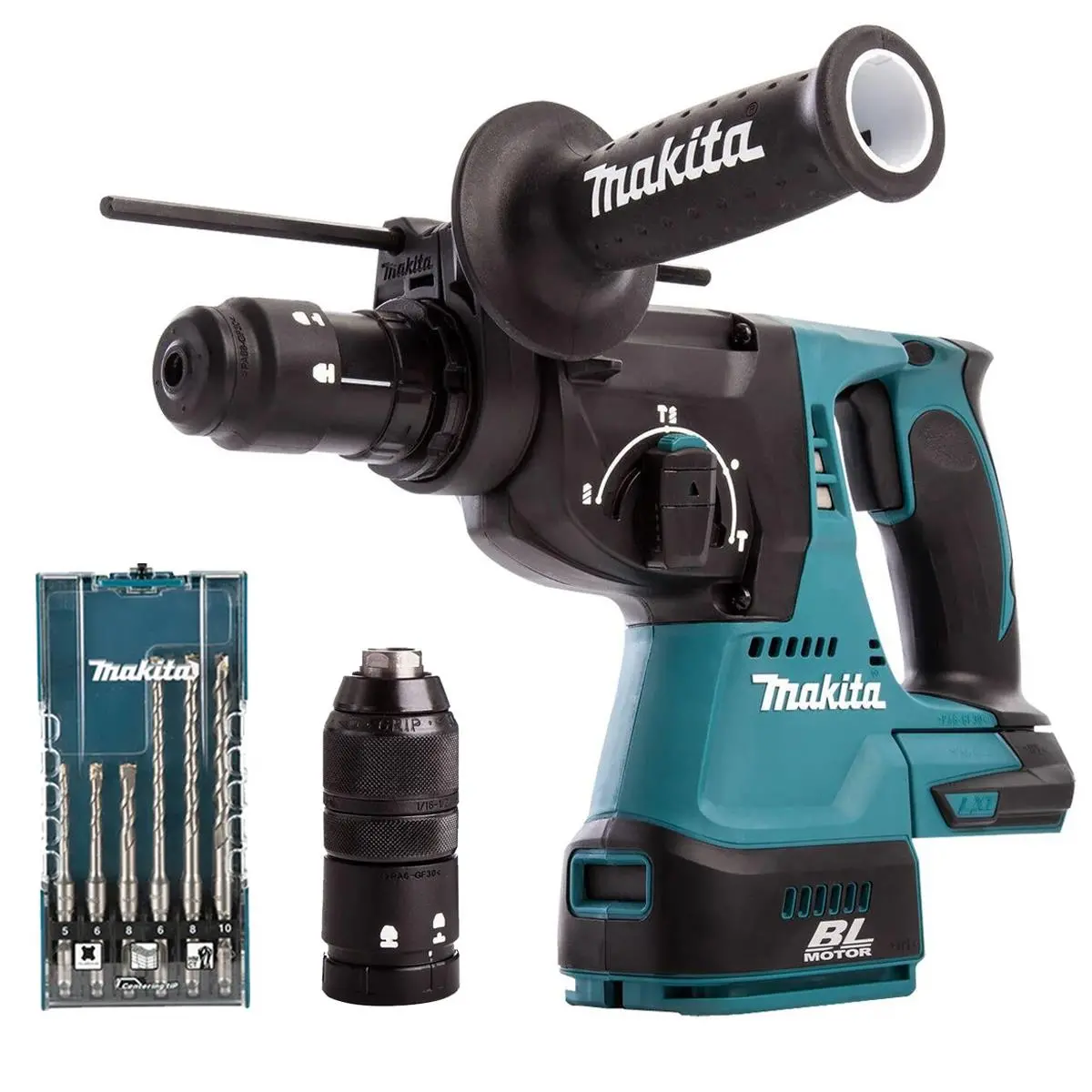 Makita Dhr243z 18V Brushless Sds+ Rotary Hammer Drill With 6 Piece Drill Bit Set 1