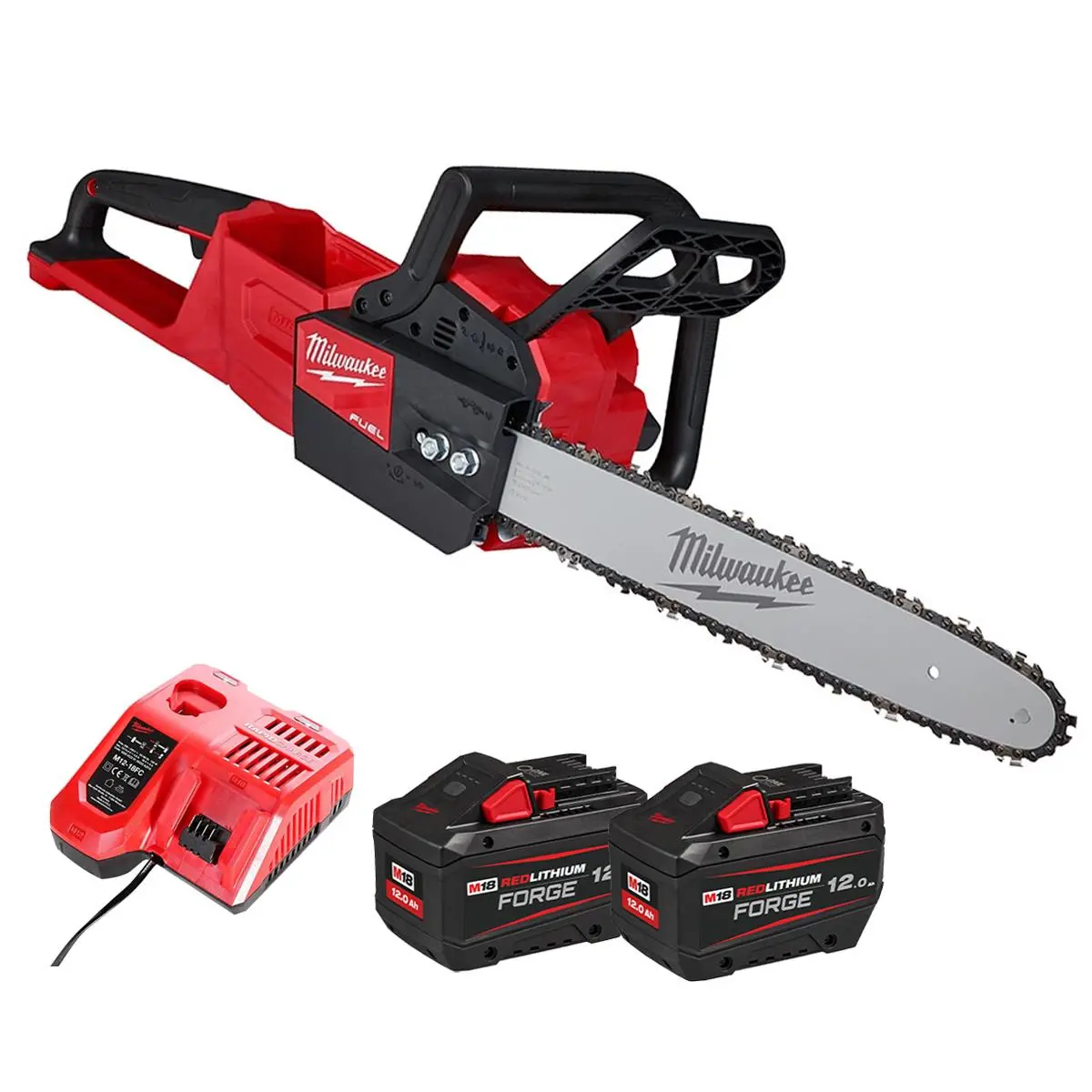 Milwaukee M18fchs-122 18V Fuel Brushless 40Cm Chainsaw With 2 X 12.0Ah Battery & Charger 4933499218 1