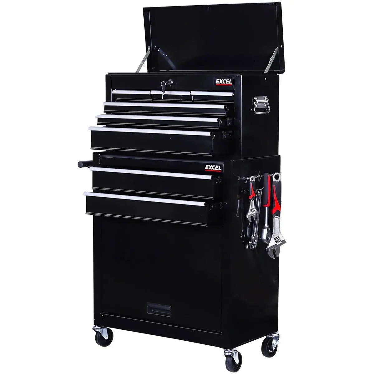 Excel Roller Tool Chest Cabinet 8 Drawers Storage Toolbox Black 1