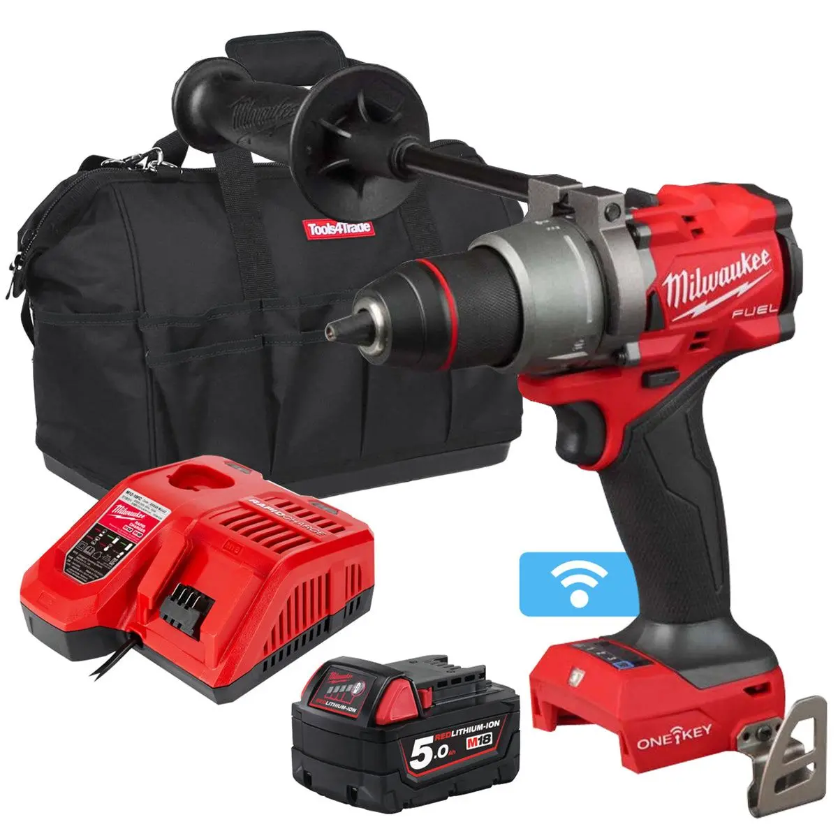 Milwaukee M18onepd3-0 18V Fuel One-Key Brushless Combi Drill With 1 X 5.0Ah Battery Charger & Bag 1