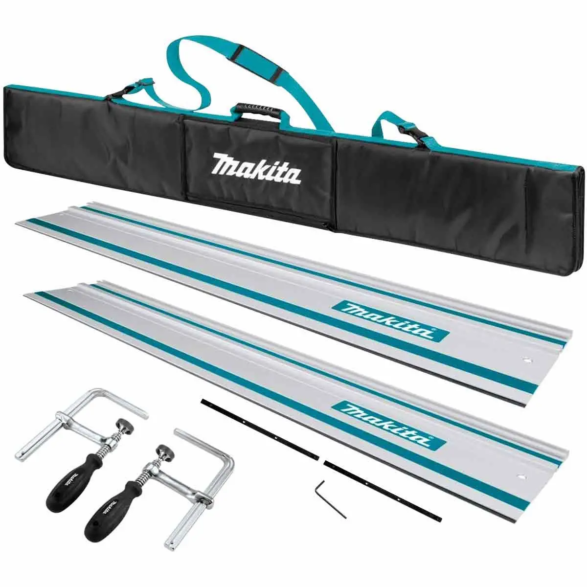 Makita 2 X 1.5M Plunge Saw Guide Rail In Bag With Connector & Clamp 1