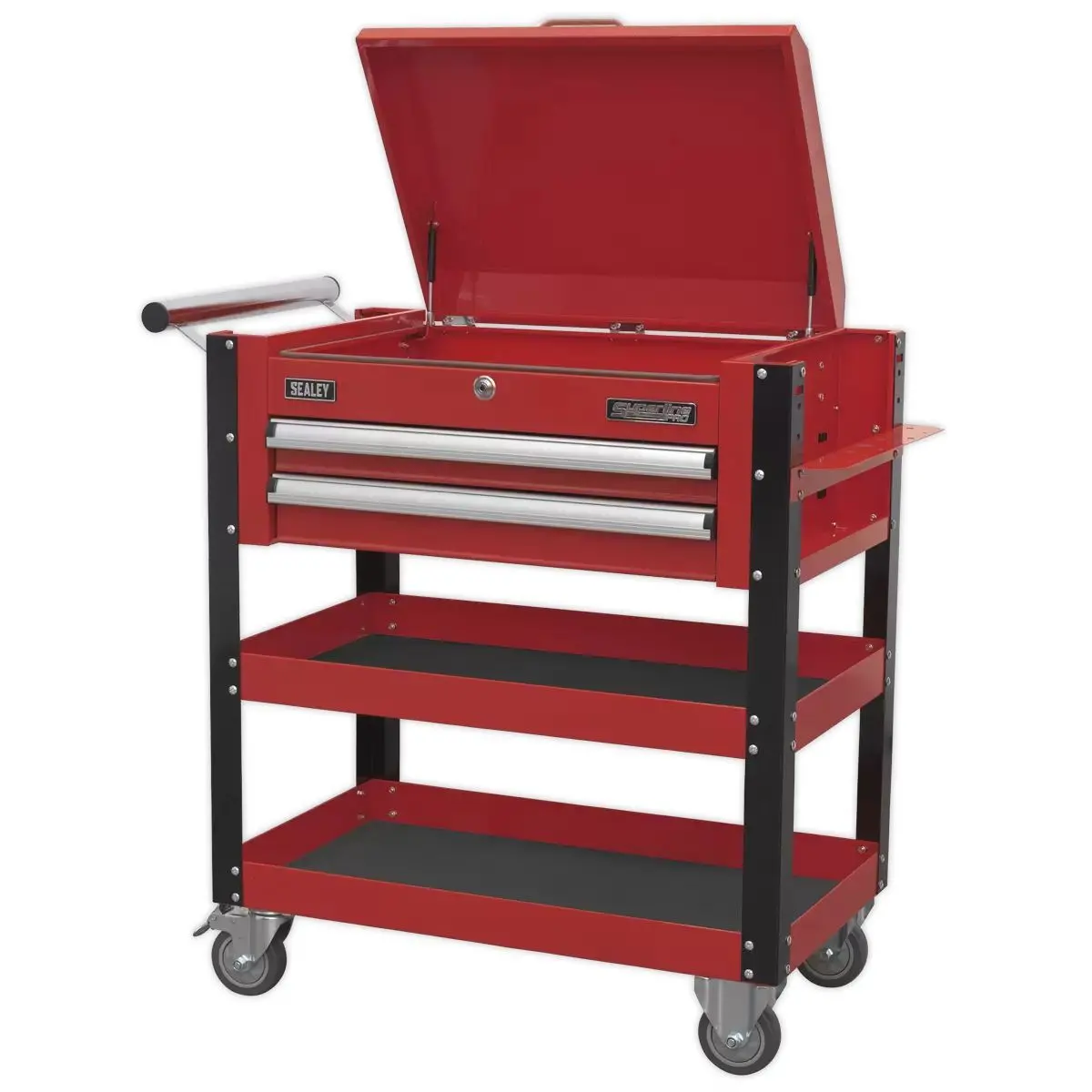 Sealey Ap760m Heavy-Duty Mobile Tool Parts Trolley 2 Drawers Lockable Top Red 2
