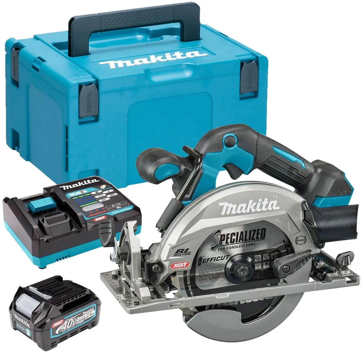 Makita Hs012gz01 40V Brushless 165Mm Circular Saw With 1 X 2.5Ah Battery, Charger & Case 1