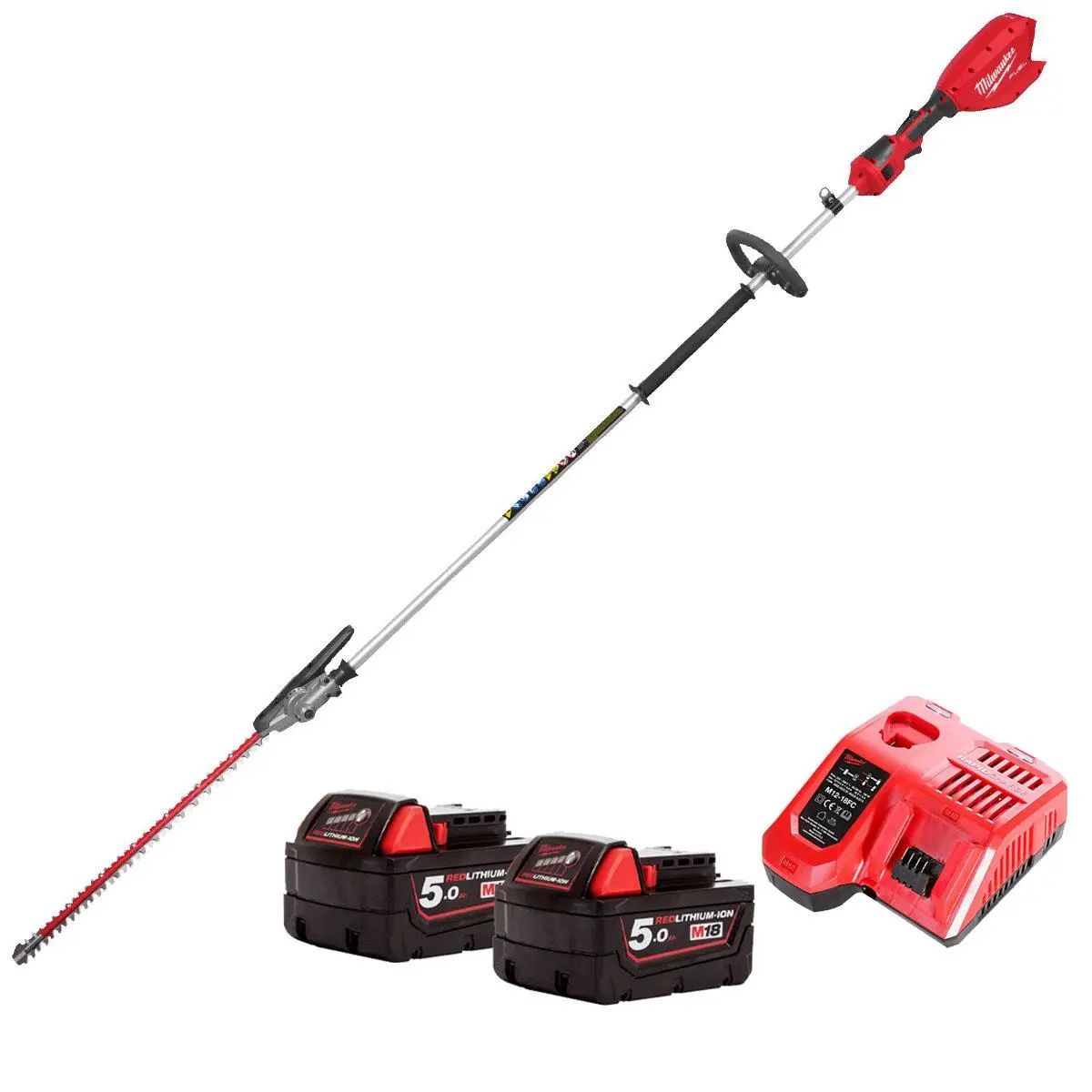 Milwaukee M18fhete27-0 M18 18V Brushless Pole Hedge Trimmer With 2 X 5.0Ah Battery & Charger 1