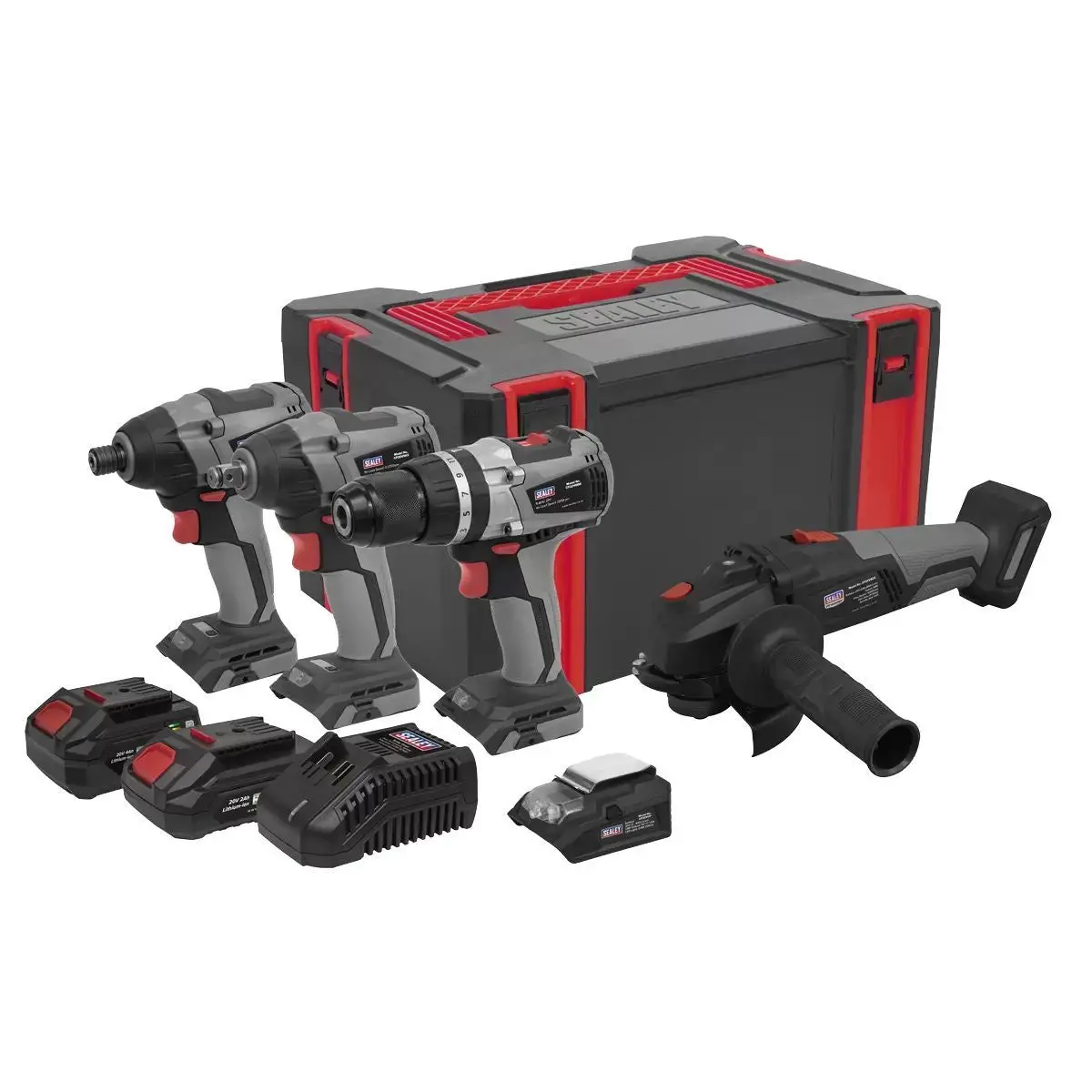 Sealey Cp20vcombox1 20V Brushless Tool Combo 4Pc Kit With 2 Batteries & Charger 1