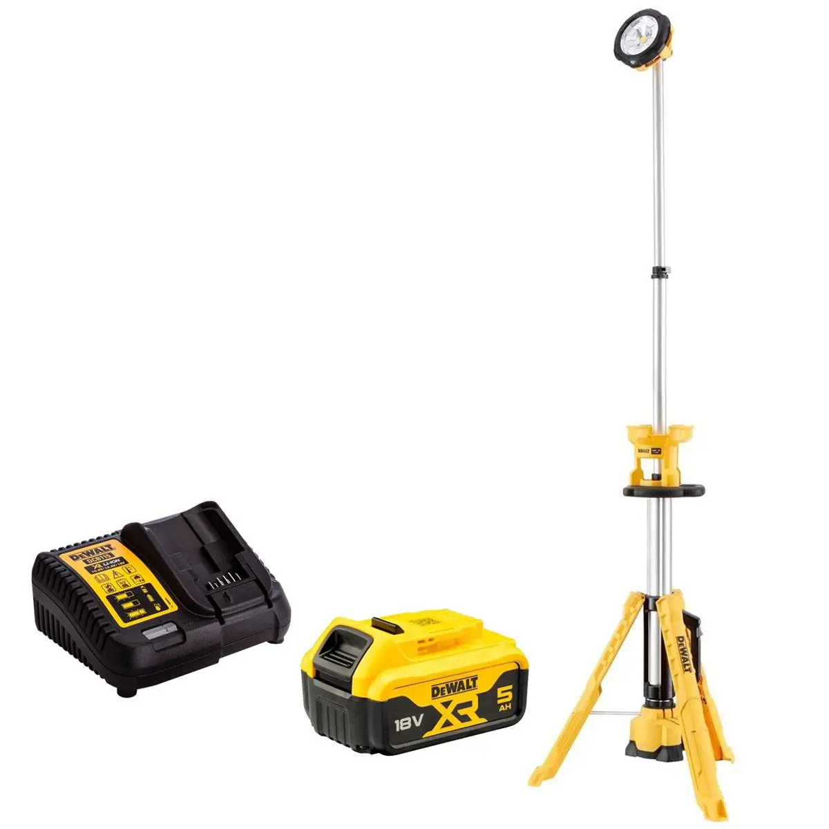 Dewalt Dcl079 18V Xr Led Tripod Light With 1 X 5.0Ah Battery & Charger 1