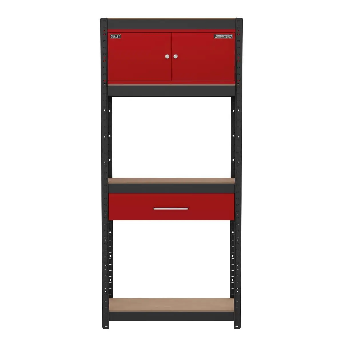 Sealey Ap830r Shelving Unit 4-Tier With Cupboard & Drawer 150Kg Capacity Per Level 2