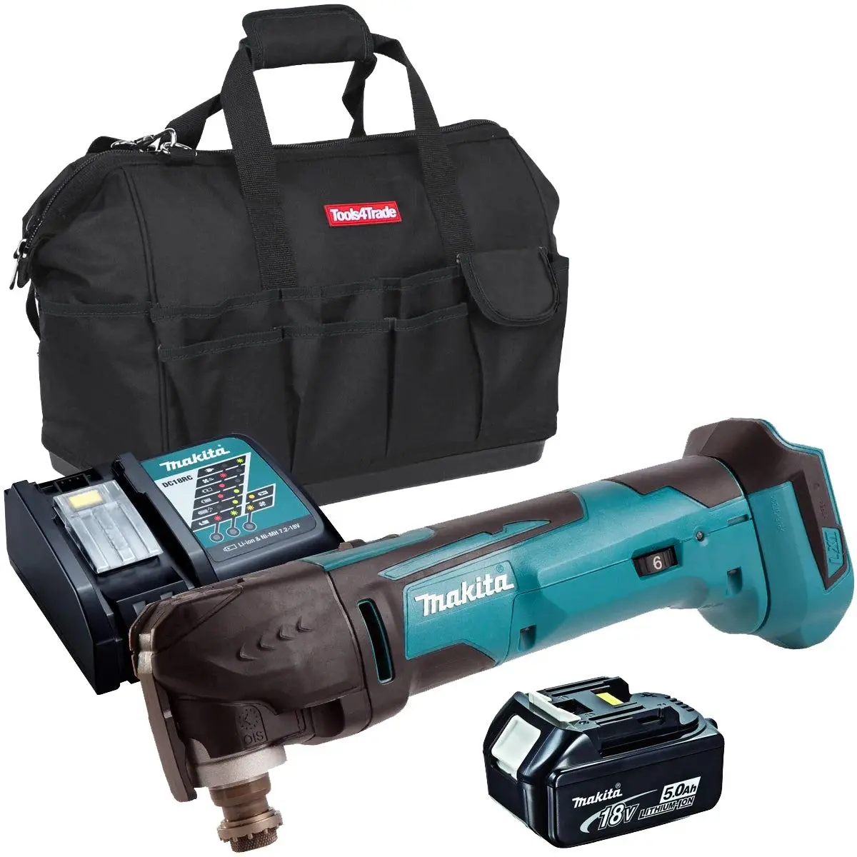 Makita Dtm51z 18V Oscillating Multi Tool Cutter With 1 X 5.0Ah Battery Charger & Bag 1