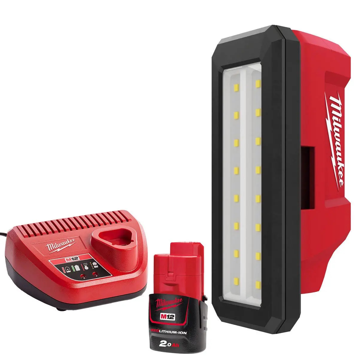 Milwaukee M12pal-0 12V Pivot Area Light With 1 X 2.0Ah Battery & Charger 1