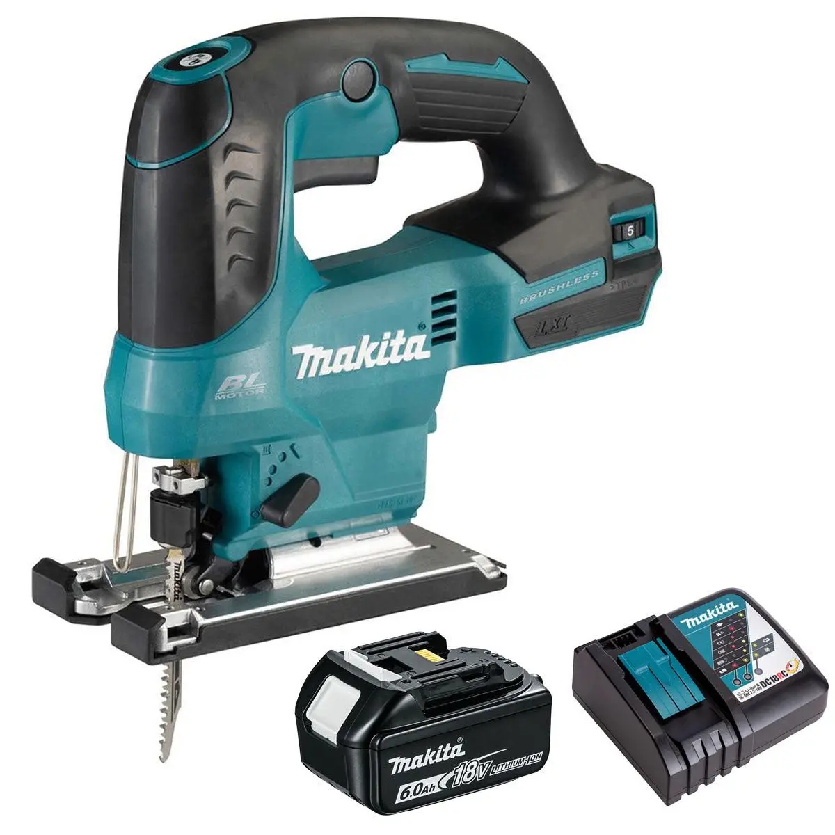 Makita Djv184z 18V Lxt Brushless Top Handle Jigsaw With 1 X 6.0Ah Battery & Charger 1