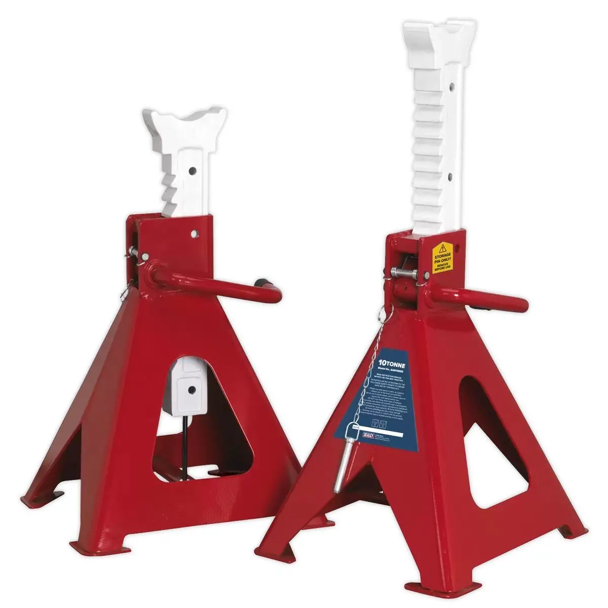 Sealey Aas10000 10 Tonne Capacity Per Stand Auto Rise Ratchet Axle Stands Pair 1