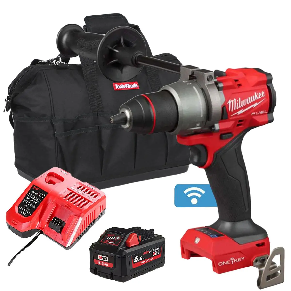 Milwaukee M18onepd3-0 18V Fuel One-Key Brushless Combi Drill With 1 X 5.5Ah Battery Charger & Bag 1