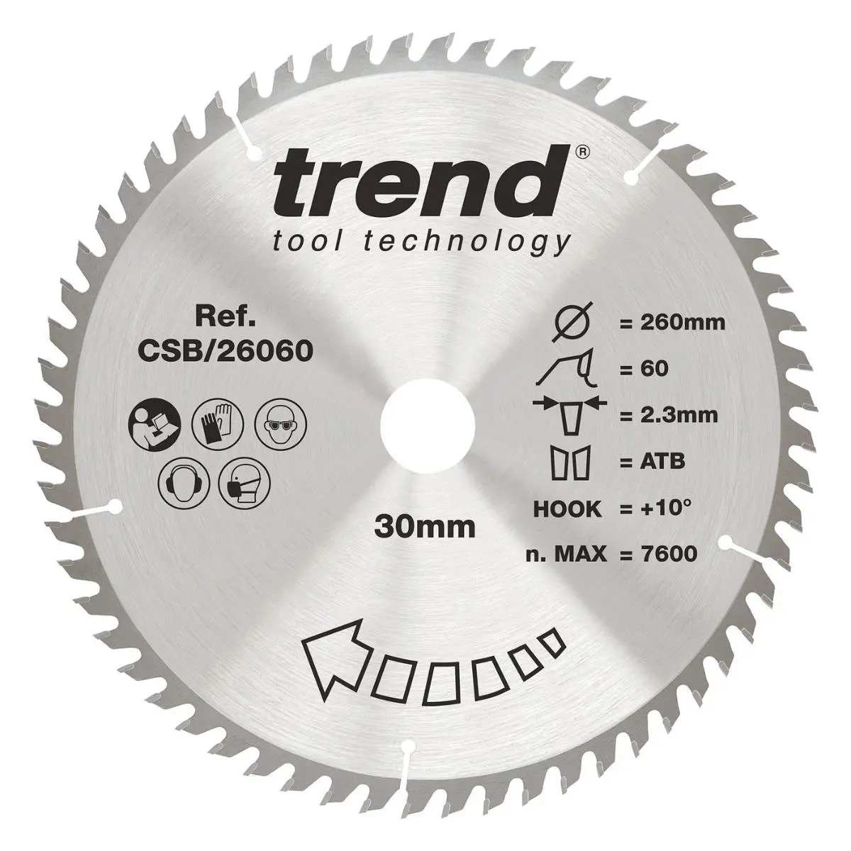 Trend Csb/26060 Wood Circular Saw Blade 260Mm X 30Mm X 60T 1