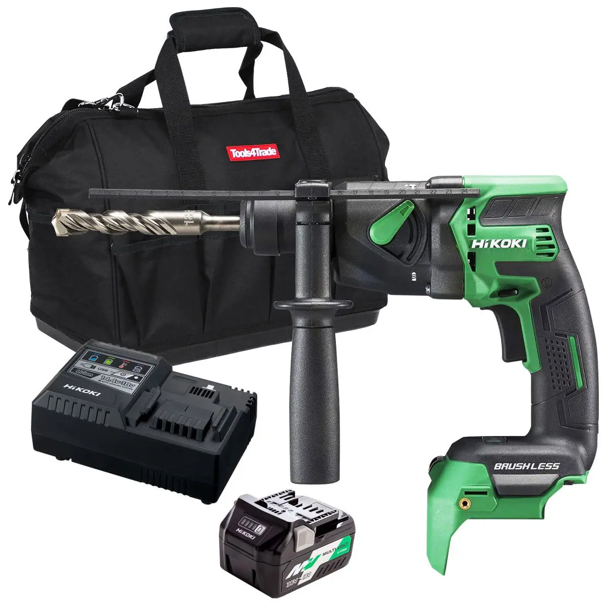Hikoki Dh18dpbj4z 18V Brushless Sds+ Rotary Hammer Drill With 1 X 2.5Ah/5.0Ah Battery Charger & Bag 1