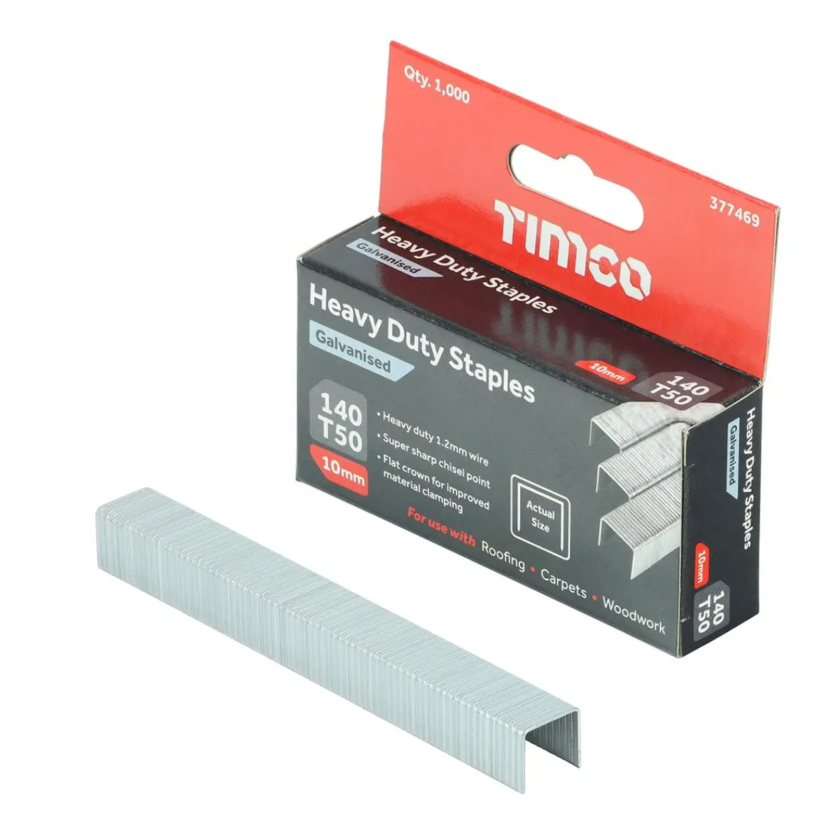 Firmahold 10Mm Heavy Duty Chisel Point Galvanised Staples Pack Of 1000 - 377469 1