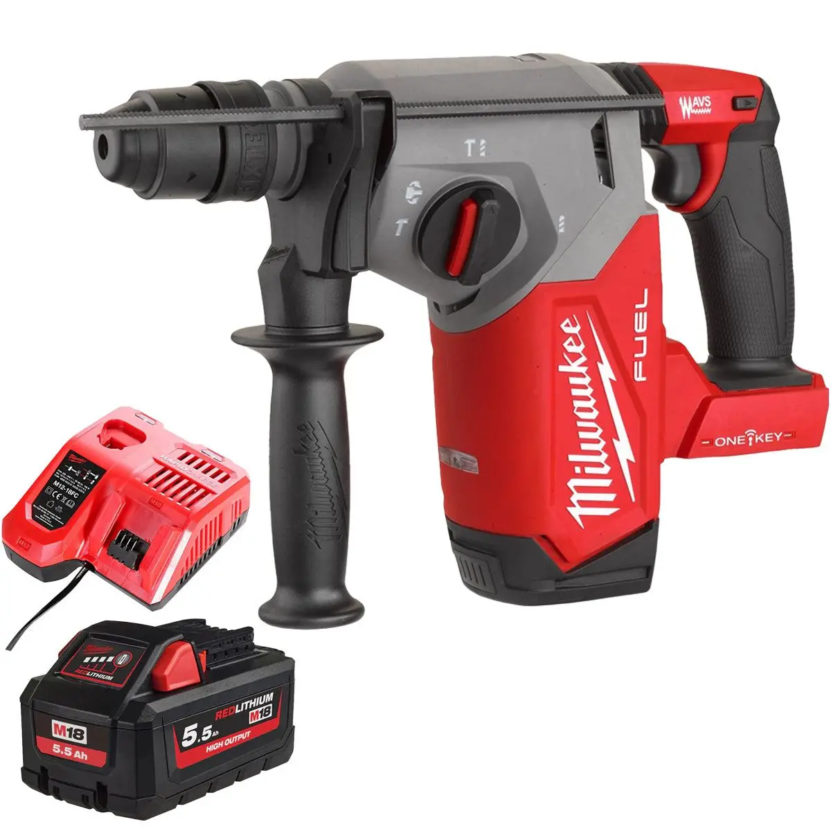 Milwaukee M18onefhx-0 18V Brushless 4-Mode 26Mm Sds-Plus Hammer Drill With 1 X 5.5Ah Battery & Charger 1