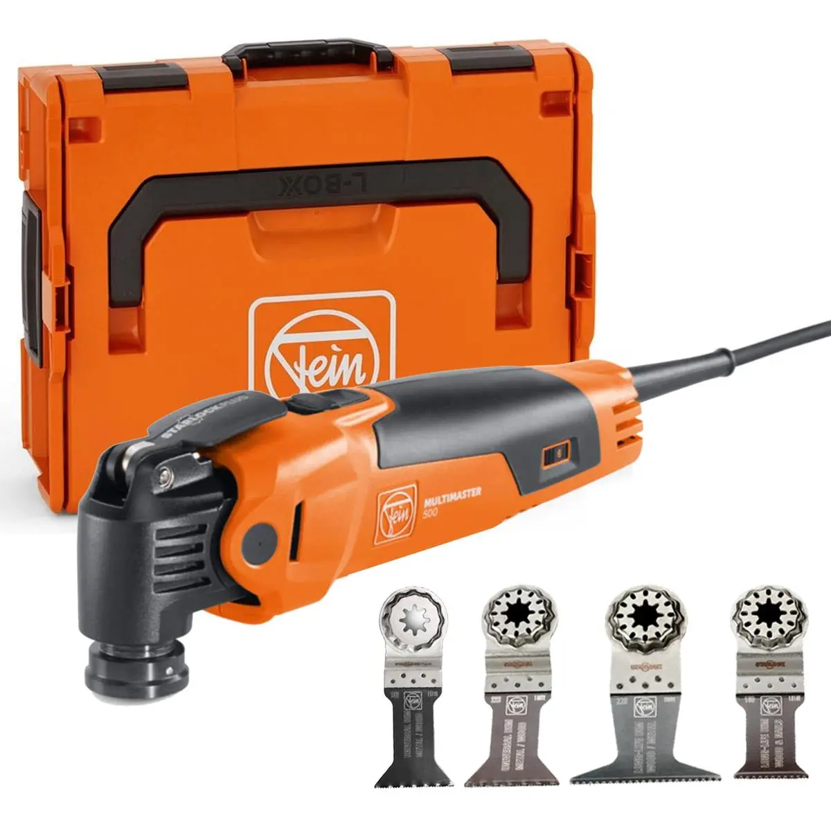 Fein Mm 500 Plus Starlock Multimaster Oscillating Multi-Tool In Case With 3 Piece Wood & Metal Cut Set 1