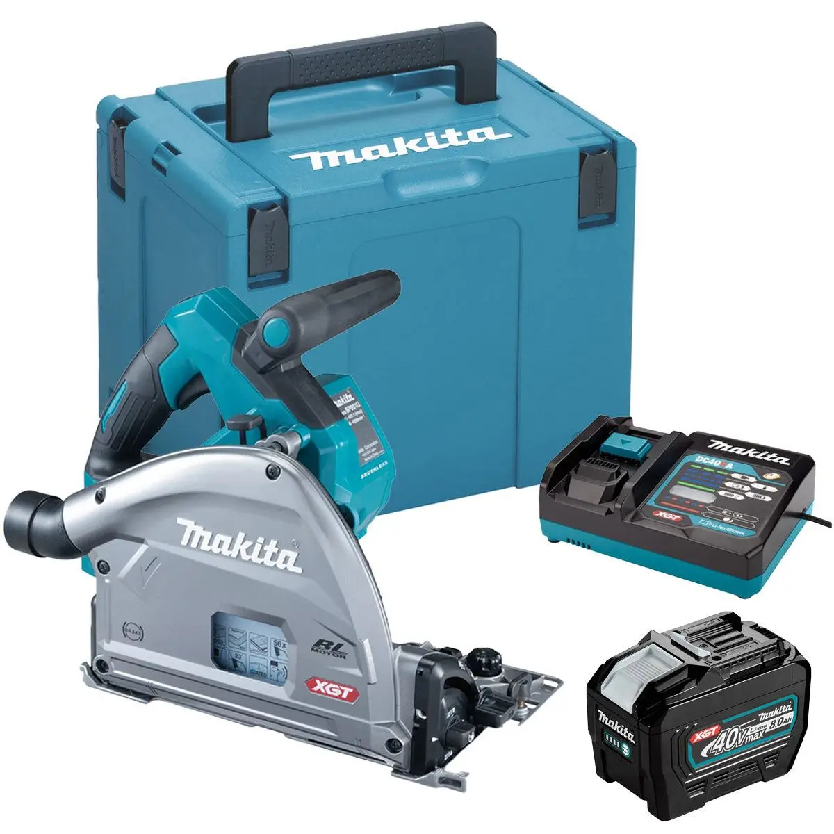 Makita Sp001gz03 40Vmax Xgt Brushless Plunge Saw With 1 X 8.0Ah Battery Charger & Case 1