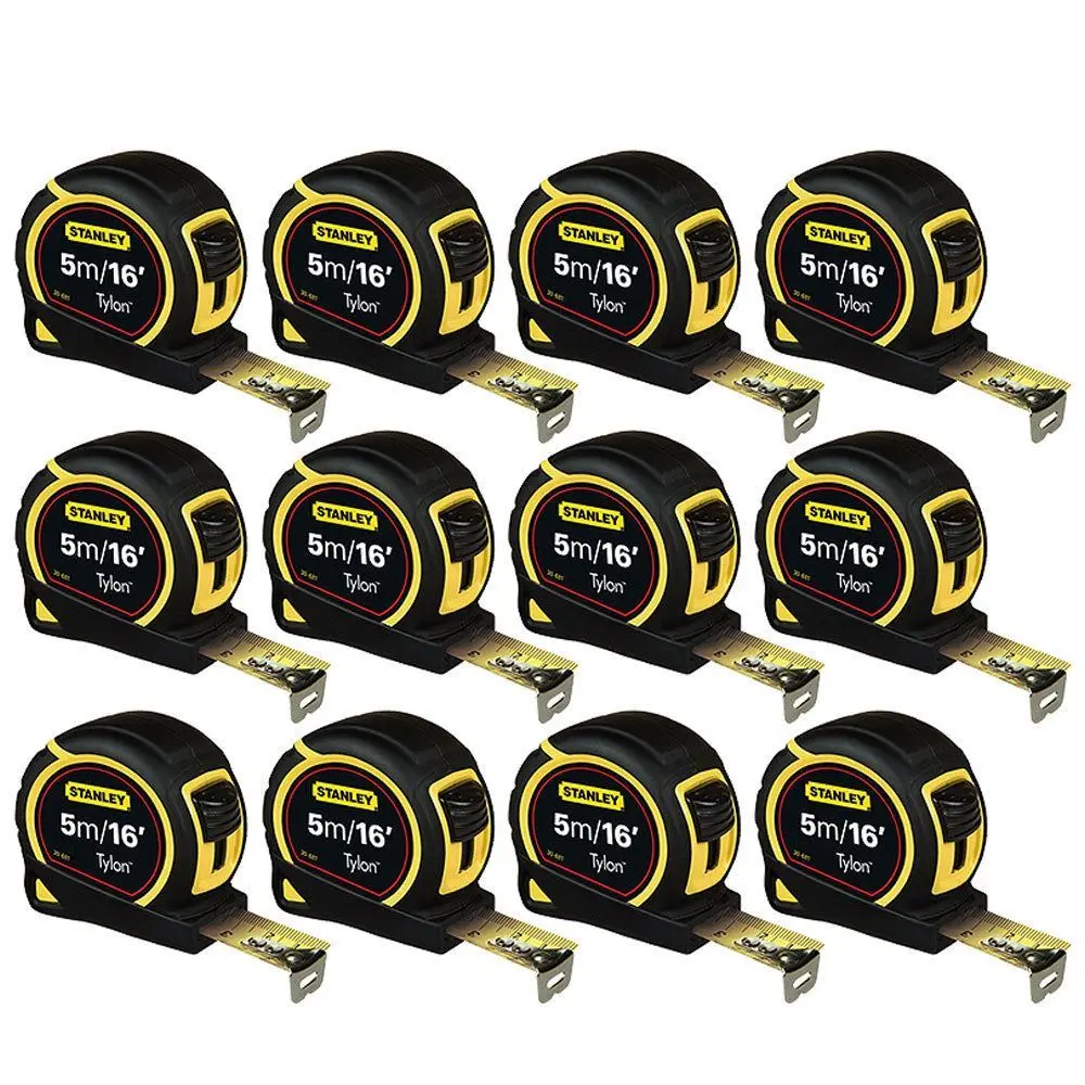 12 X Stanley Pocket Tape Measure Tylon Blade Bi-Material 5M/16Ft 1-30-696 Loose 1