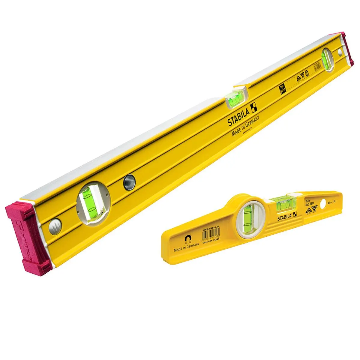 Stabila Stb96260 96-2 60Cm / 24In Spirit Level 3 Vial - 15226 With 25Cm Magnetic Rare Earth Torpedo Level 1