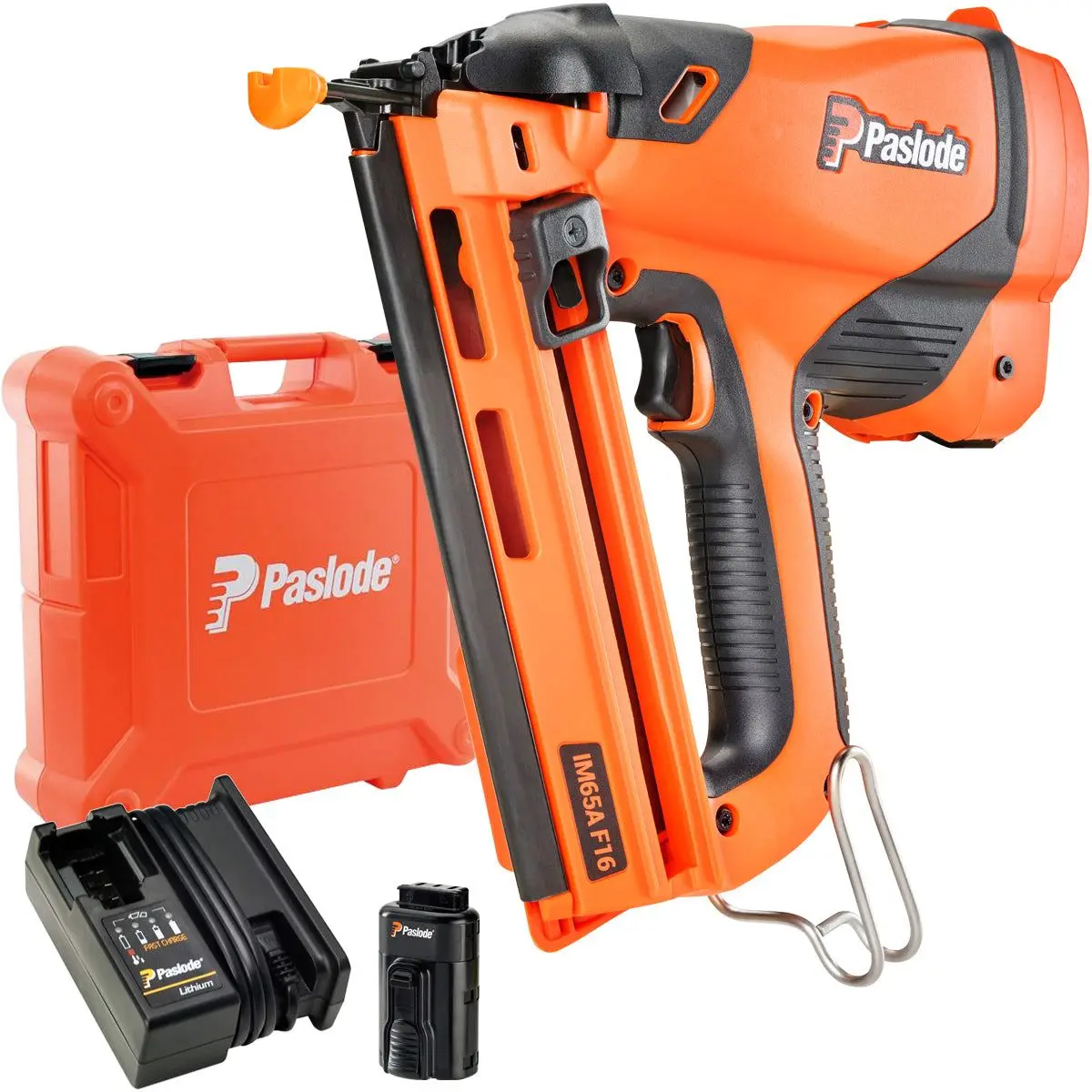 Paslode Im65a F16 Angled Second Fix Finishing Nail Gun With 1 X 2.1Ah Battery Charger & Case 1