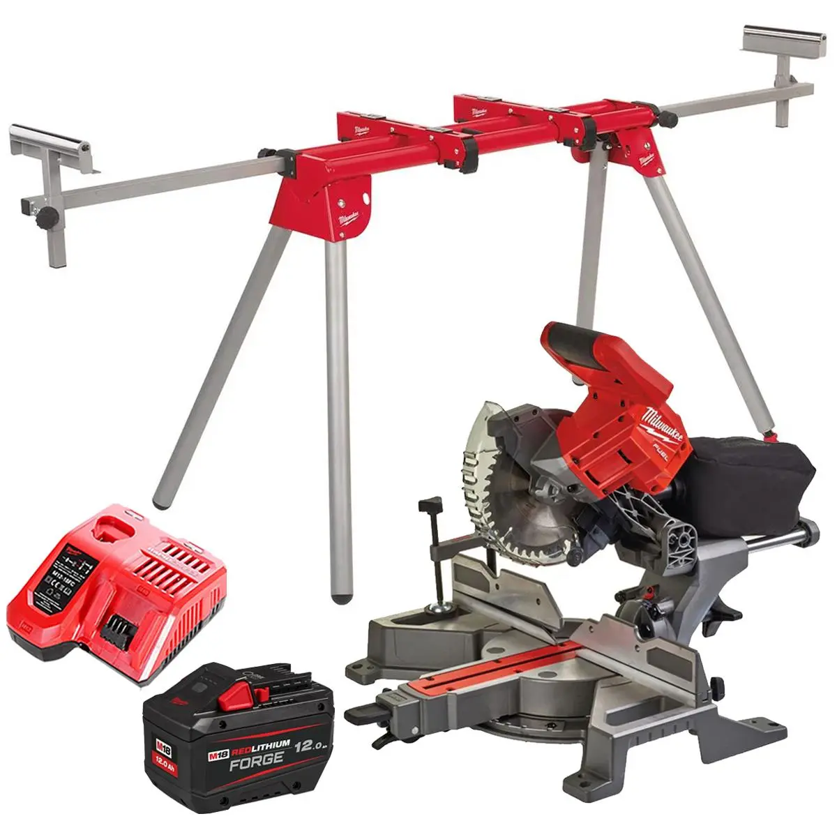 Milwaukee M18fms190-0 18V Fuel Brushless 190Mm Mitre Saw With 1 X 12.0Ah Battery Charger & Extendable Saw Stand 1