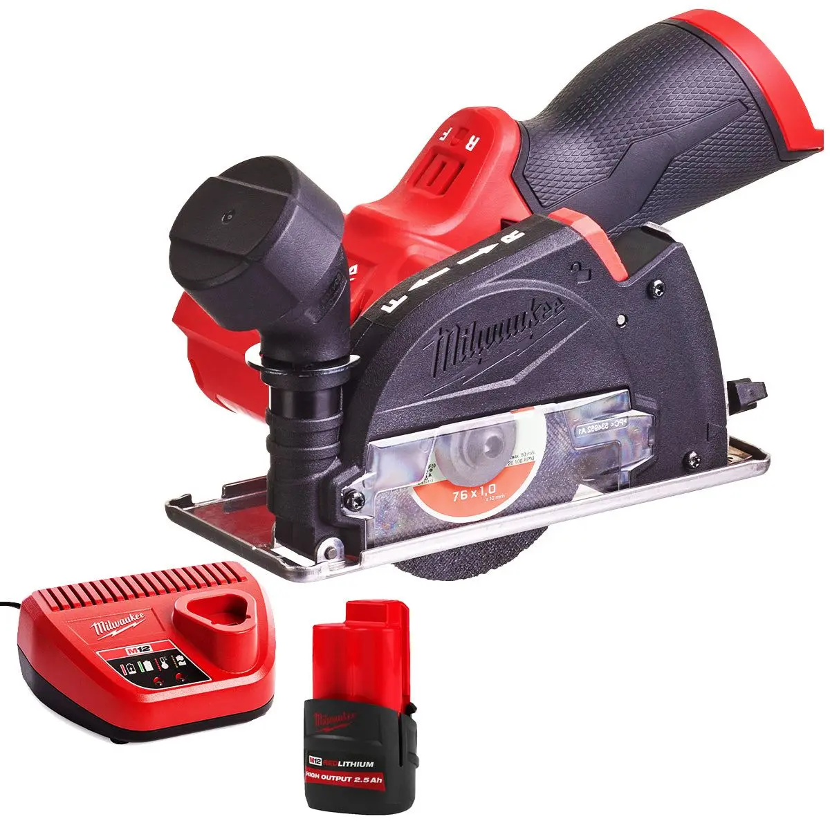 Milwaukee M12fcot-0 12V Fuel Brushless 76Mm Multi-Material Cut-Off Saw With 1 X 2.5Ah Battery & Charger 1