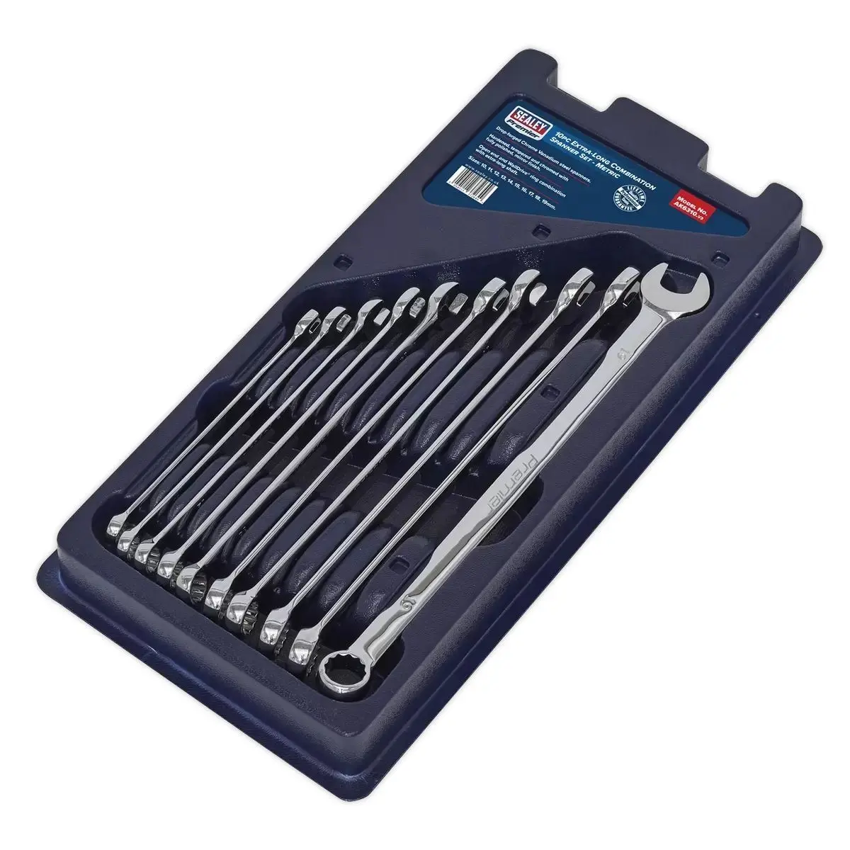 Sealey Ak6310 Extra-Long Combination Spanner Set 10Pc 1