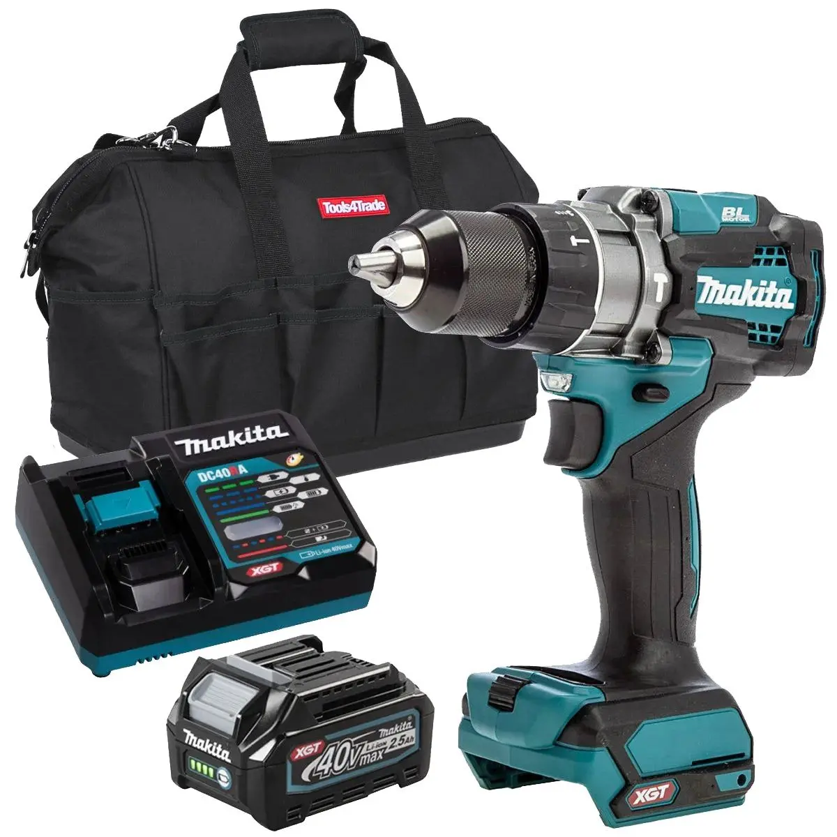 Makita Hp001gz 40V Brushless Combi Drill With 1 X 2.5Ah Battery Charger & Bag 1