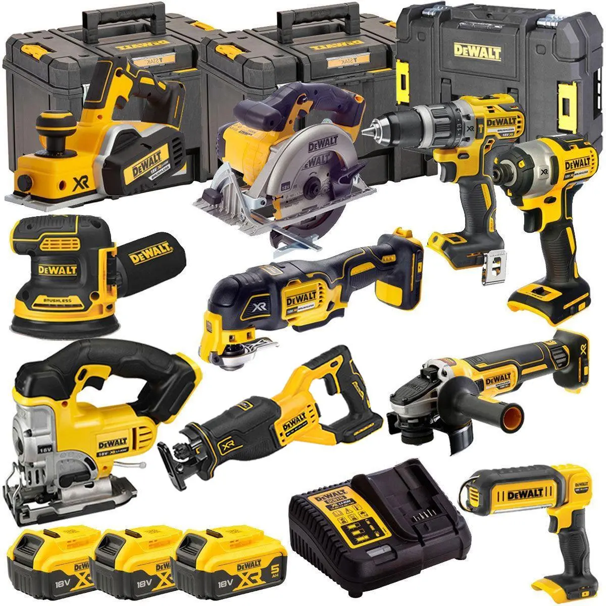 Dewalt 18V 10 Piece Power Tool Kit With 3 X 5.0Ah Battery & Charger T4tkit-5426 1