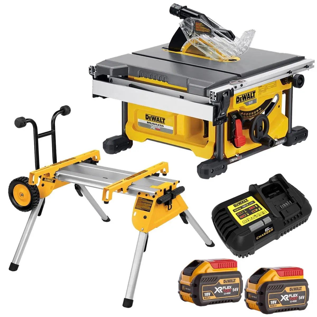 Dewalt Dcs7485n 54V Xr Flexvolt Brushless 210Mm Table Saw With 2 X 9.0 Battery Charger & Rolling Stand 1