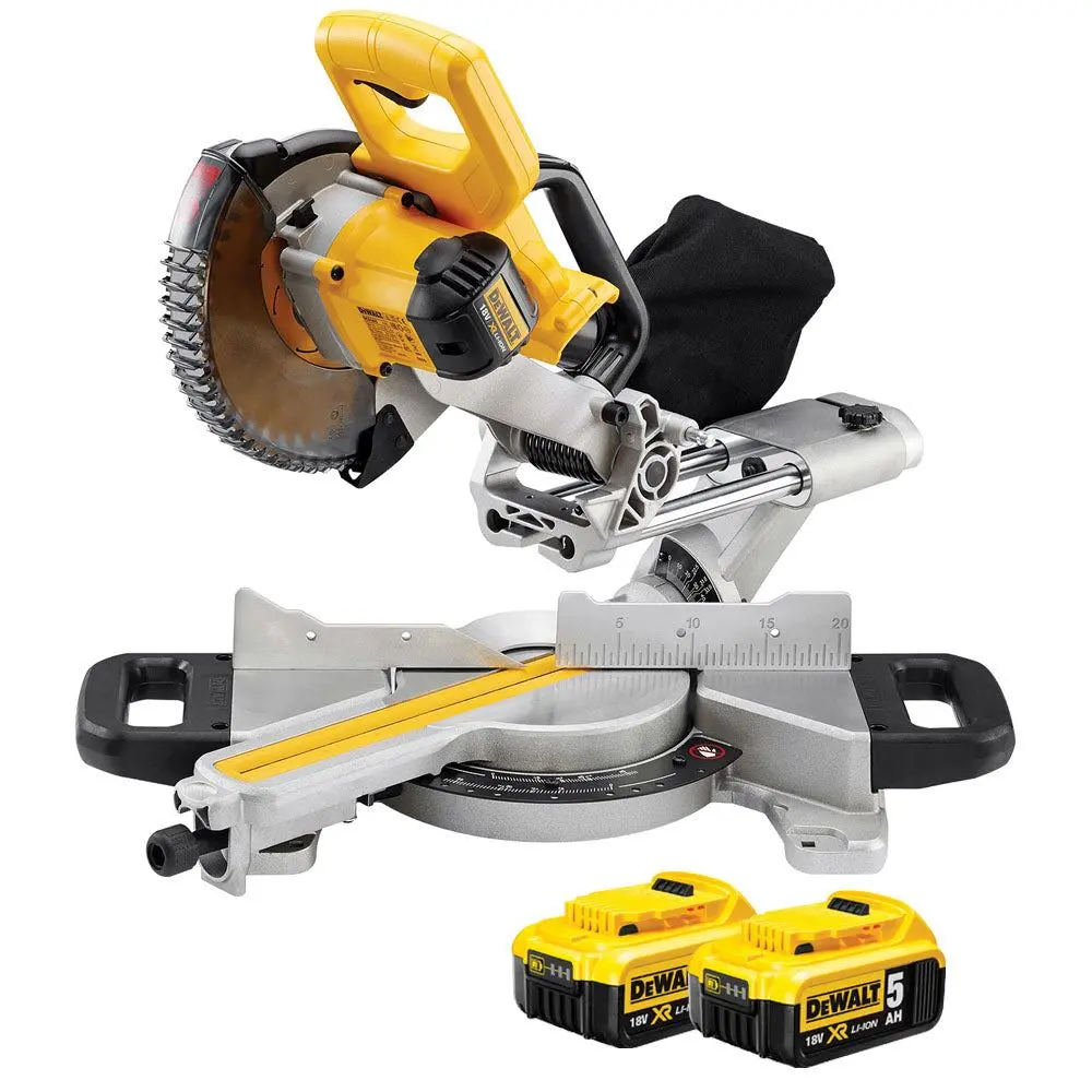 Dewalt Dcs365n 18V Xr 184Mm Xps Slide Mitre Saw Body With 2 X 5.0Ah Batteries 1