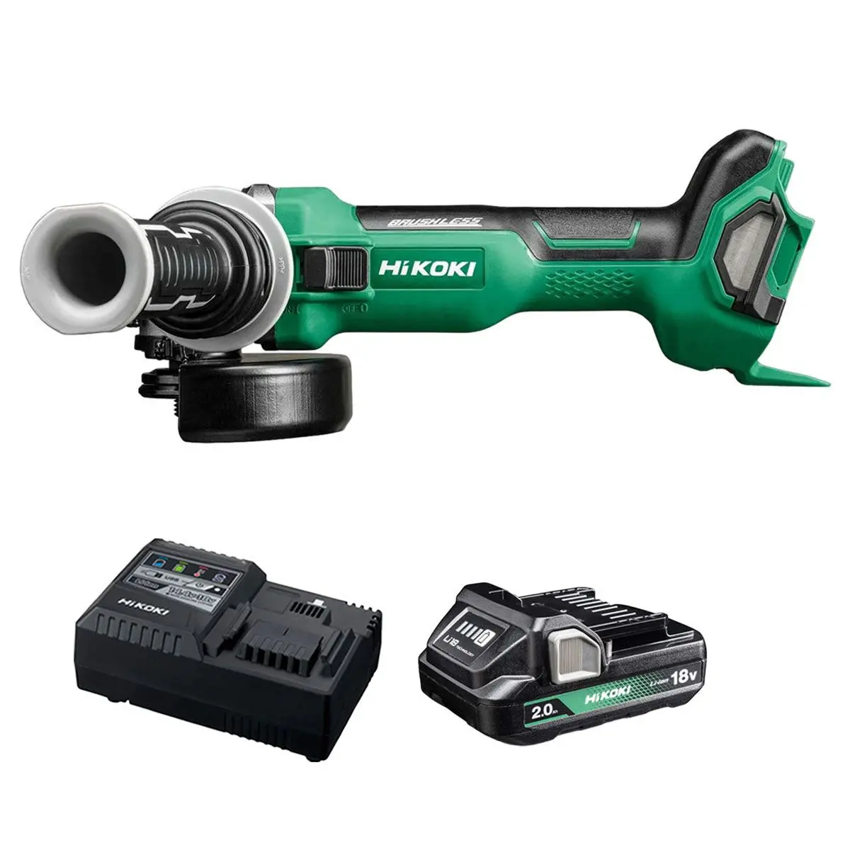 Hikoki G1812daw4z 18V Brushless Angle Grinder With 1 X 2.0Ah Battery & Charger 1
