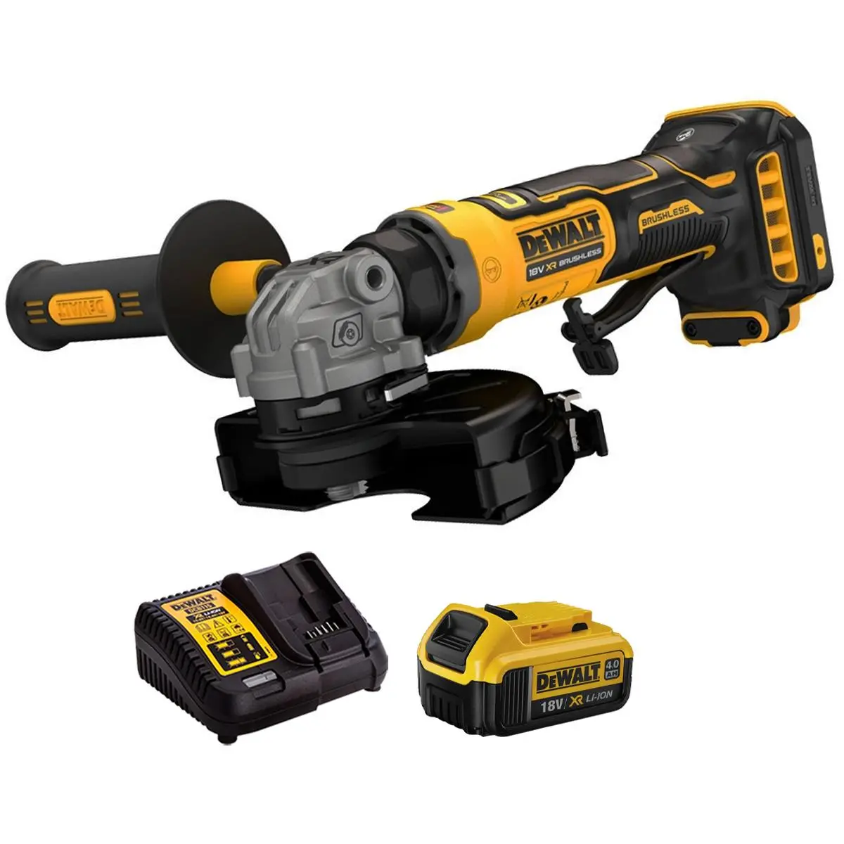 Dewalt Dcg404n-Xj 18V Xr Brushless Angle Grinder With 1 X 4.0Ah Battery & Charger 1