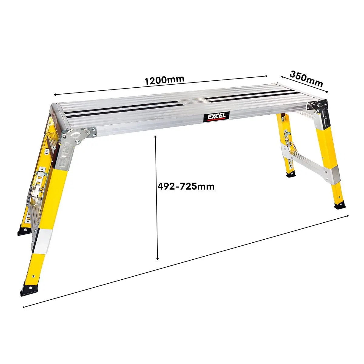 Excel Fibreglass Work Bench Platform Adjustable Height Heavy Duty Folding Hop Up - 1200 X 350 Mm 2