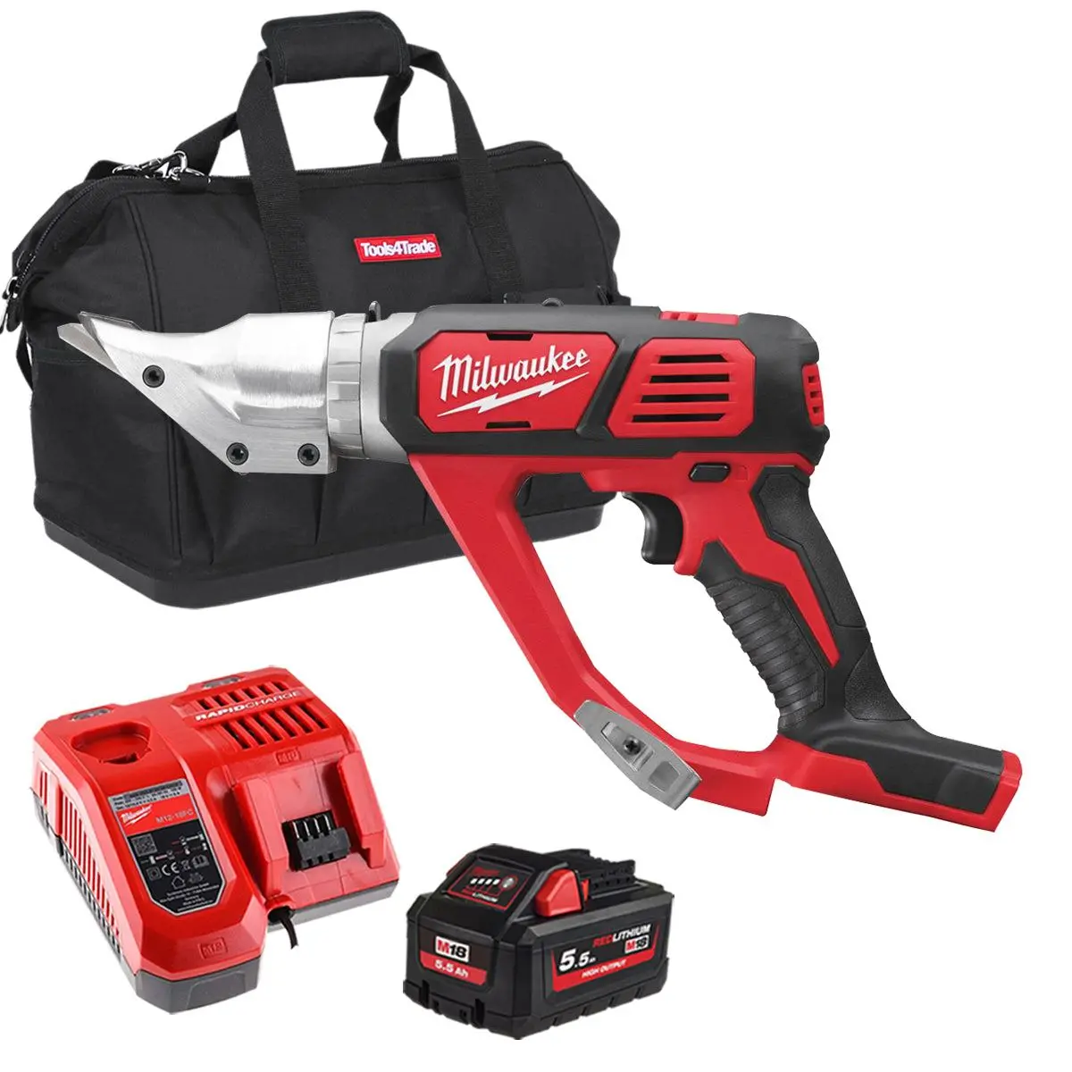 Milwaukee M18bms12-0 18V 1.2Mm Metal Shear With 1 X 5.5Ah Battery Charger & Bag 1