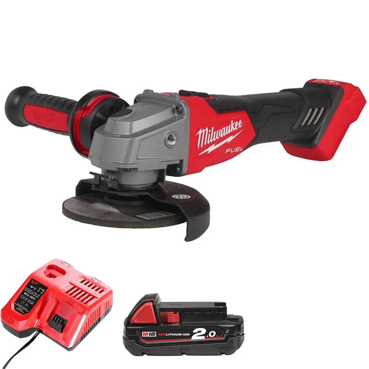 Milwaukee M18fsag115x-0 18V Brushless 115Mm Angle Grinder With 1 X 2.0Ah Battery & Charger 1