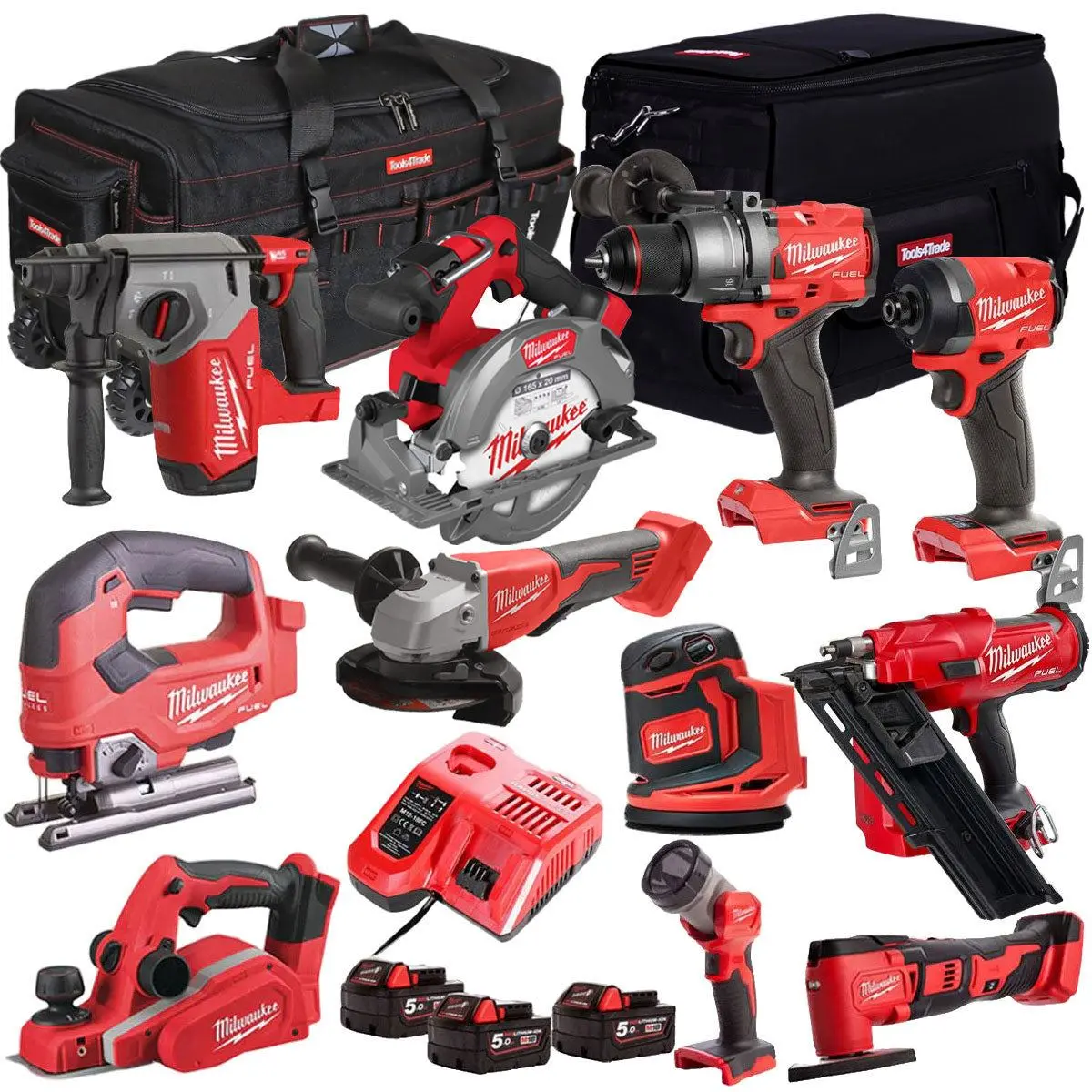 Milwaukee 18V Cordless 11 Piece Tool Kit With 3 X 5.0Ah Batteries & Charger In Bag T4tkit-511 1