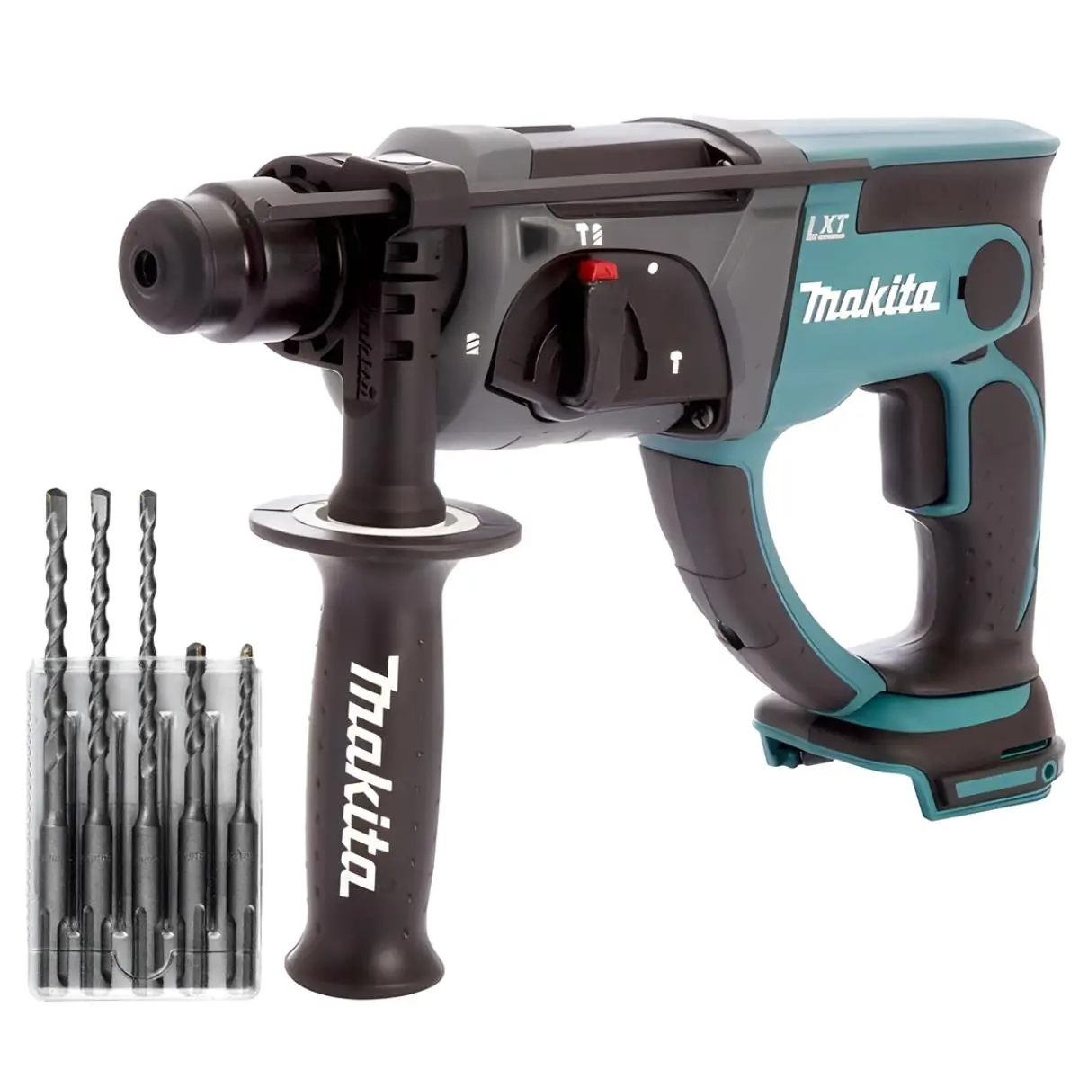 Makita Dhr202z 18V Sds+ Rotary Hammer Drill With 5 Piece Drill Bit Set 1