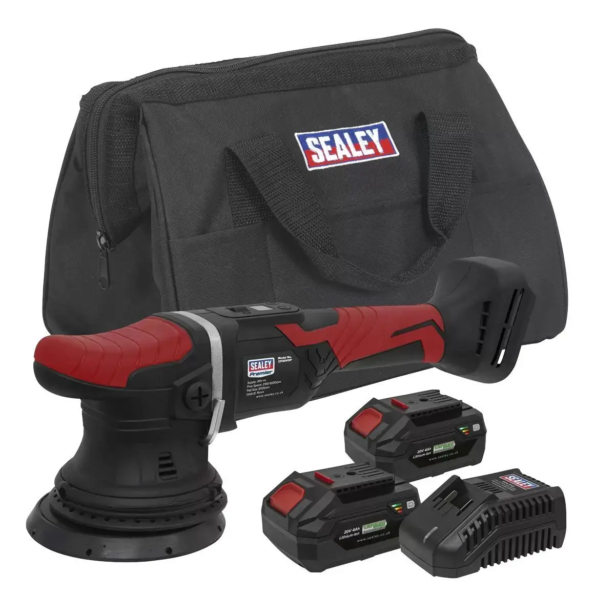 Sealey Cp20vopkit2 20V Orbital Polisher 125Mm Kit With 2 Batteries & Charger 1