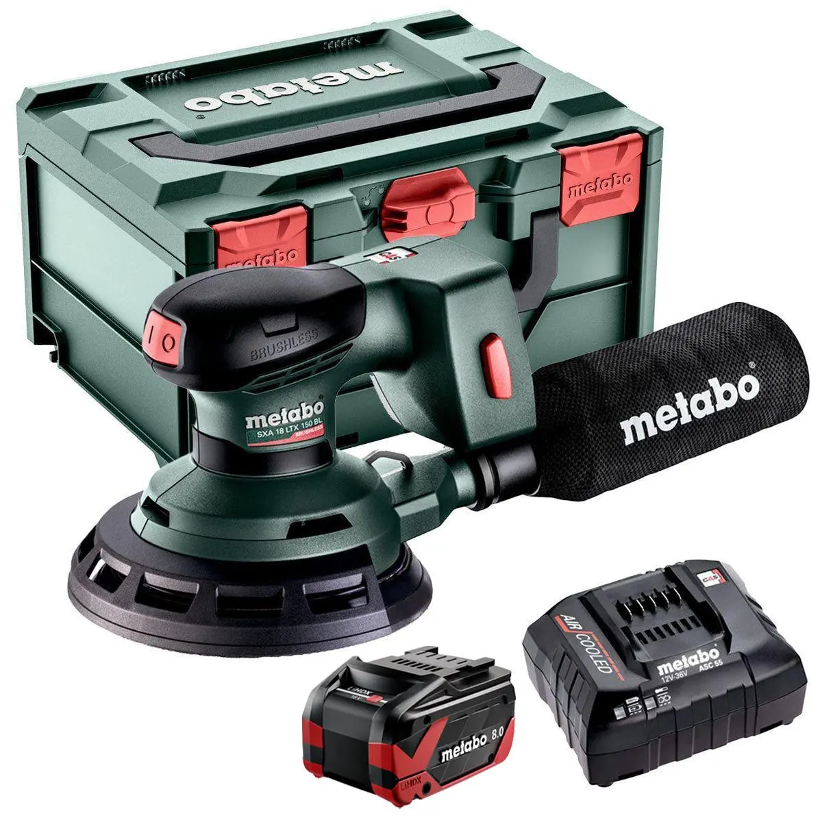 Metabo Sxa 18 Ltx 150 Bl 18V Brushless 150Mm Random Orbital Sander With 1 X 8.0Ah Battery Charger & Metabox 1