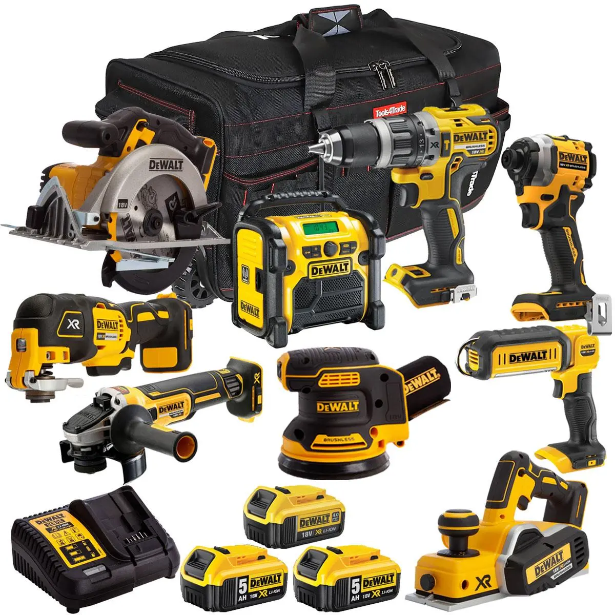 Dewalt 18V 9 Piece Combo Kit With 3 X Batteries & Charger T4tkit-1702 1