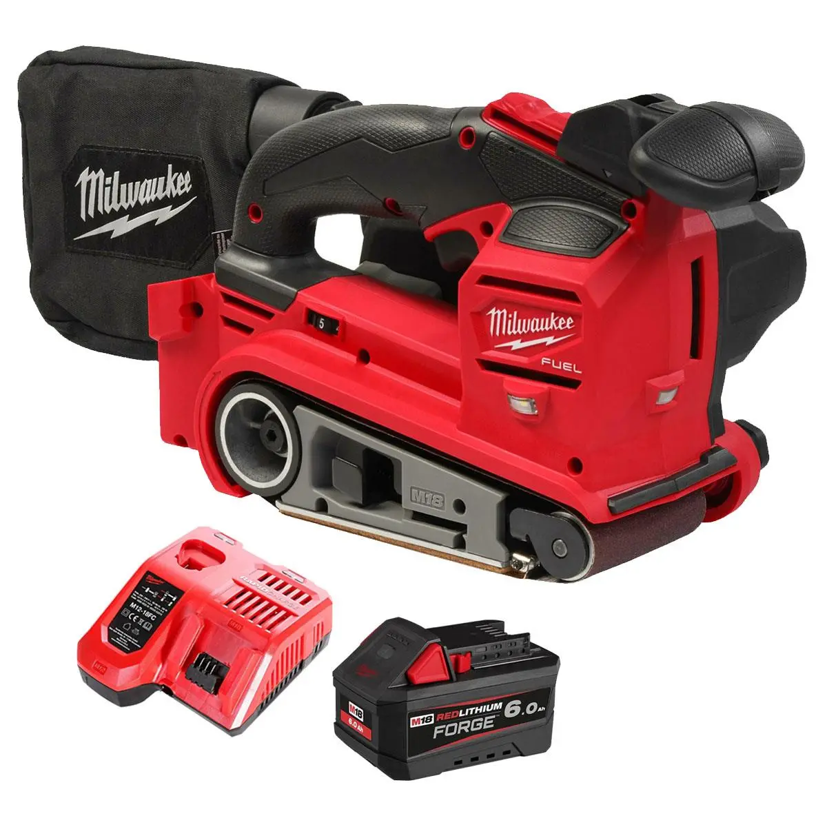 Milwaukee M18fbts75-0 M18 Fuel 18V Brushless Belt Sander With 1 X 6.0Ah Battery & Charger 1
