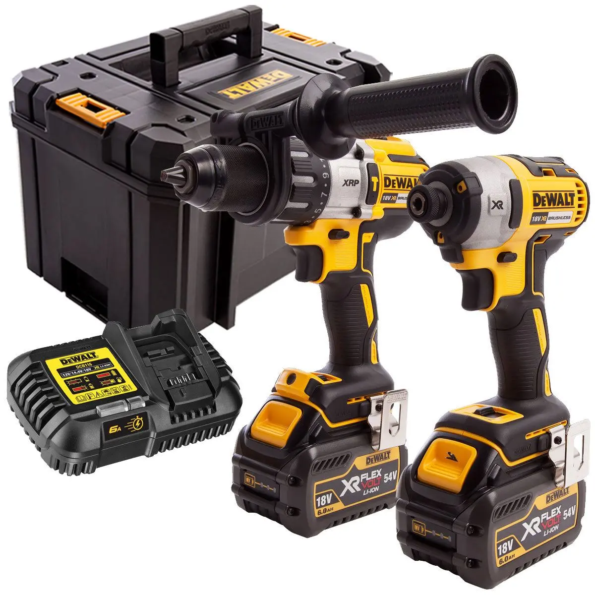 Dewalt Dck276t2t 18V Brushless Twin Pack 2 X Flexvolt 6.0Ah Batteries & Charger 1