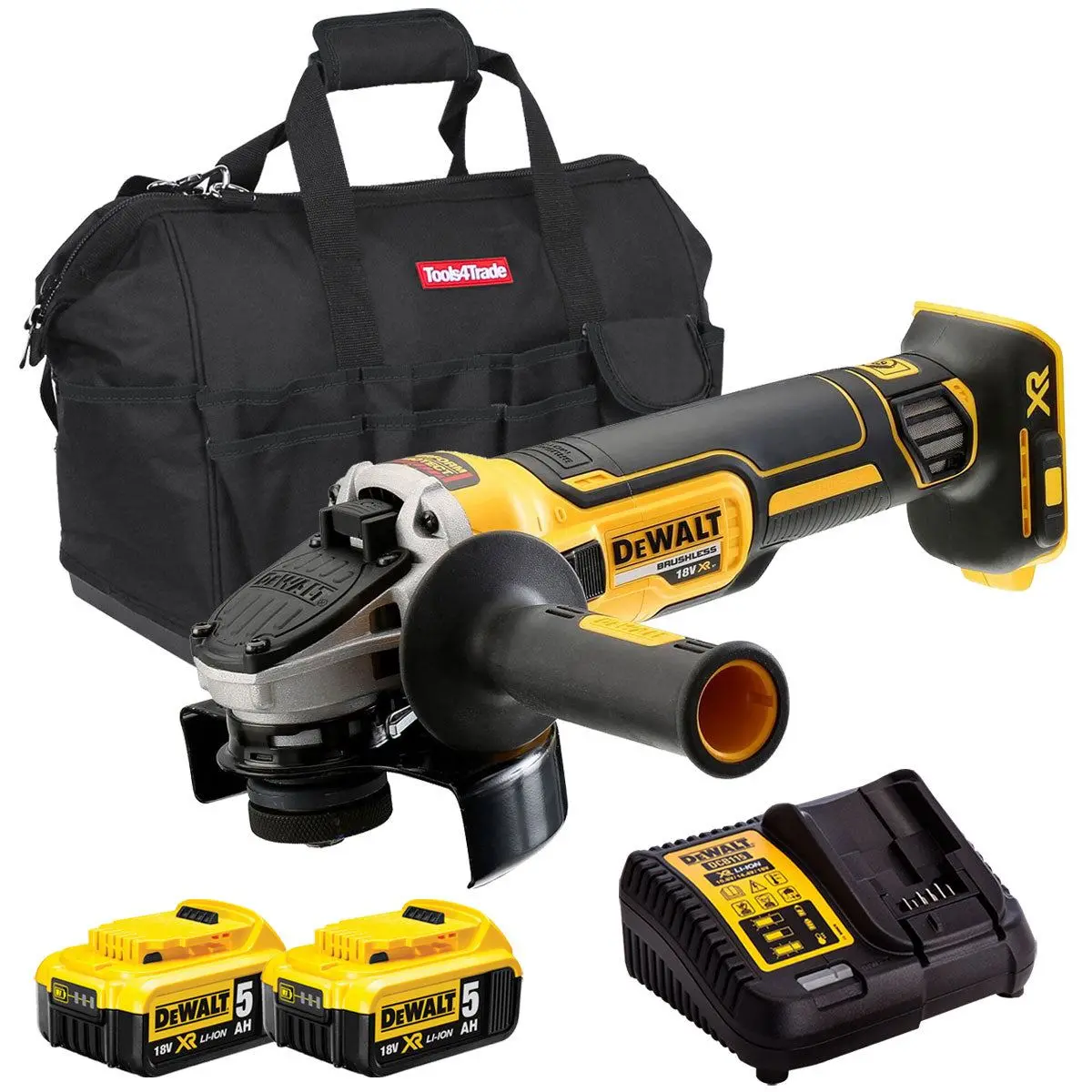 Dewalt Dcg405n 18V Brushless 125Mm Angle Grinder With 2 X 5.0Ah Batteries & Charger In Bag 1