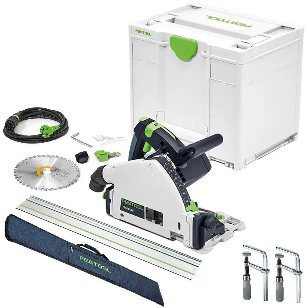 Festool Ts 55 Febq-Plus 230V Gb 160Mm Circular Plunge-Cut Saw - 576706 With Guide Rail, Clamp & Guide Rail Bag 1