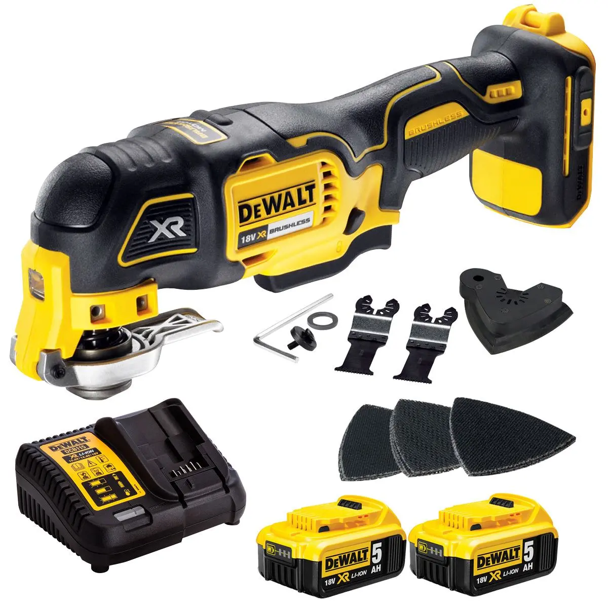 Dewalt Dcs355n 18V Brushless Oscillating Multi-Tool With 2 X 5.0Ah Batteries & Charger 1