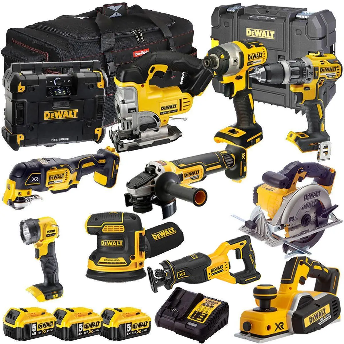 Dewalt 18V 11 Piece Power Tool Kit With 3 X 5.0Ah Battery & Charger T4tkit-8148 1